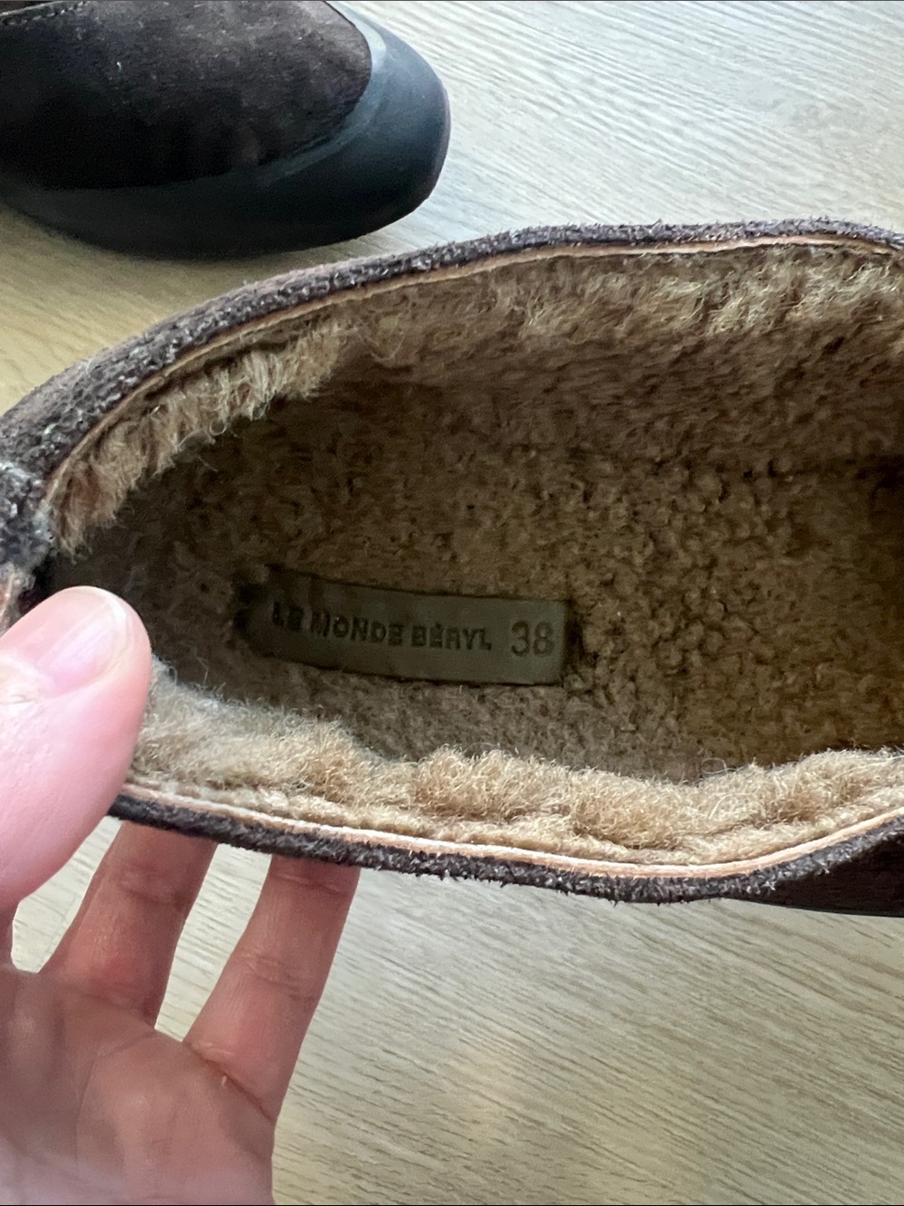 Le Monde Beryl Apres Ski Shearling Lined Suede Ballet Flats, size 38 - Picture 3 of 9